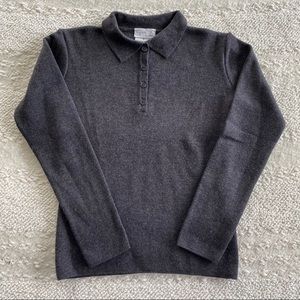 Agnes B Polo Sweater with Collar in Charcoal Gray Sweater Top size 2